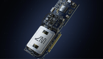 Render of the Board with photonic chip and optical cables